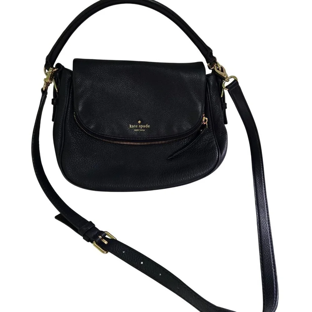 Kate Spade Cobble Hill Devin Crossbody Top Handle Bag Navy Leather Classic - Picture 2 of 11